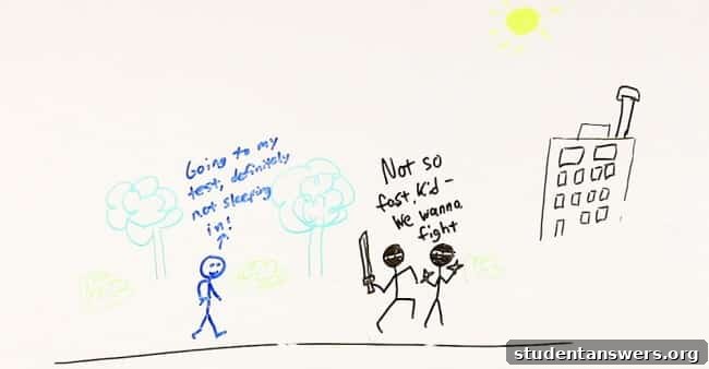 A humorous depiction of ninjas as an excuse for being late.