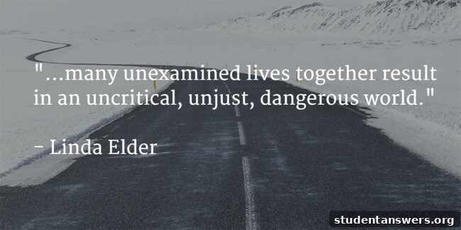 Quote from Linda Elder about the quality of thinking determining the quality of life.