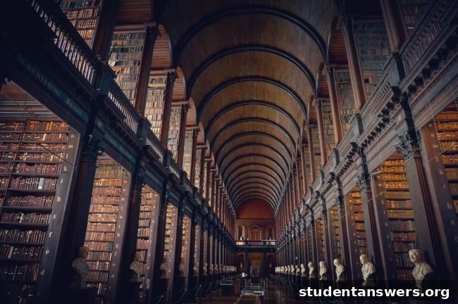 A vast library representing the brain's long-term memory storage.
