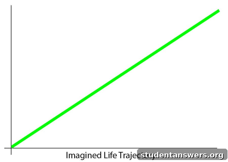 A straight, simple line representing an imagined life path.