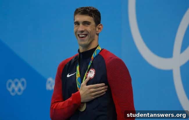 Michael Phelps celebrating a victory in the pool.