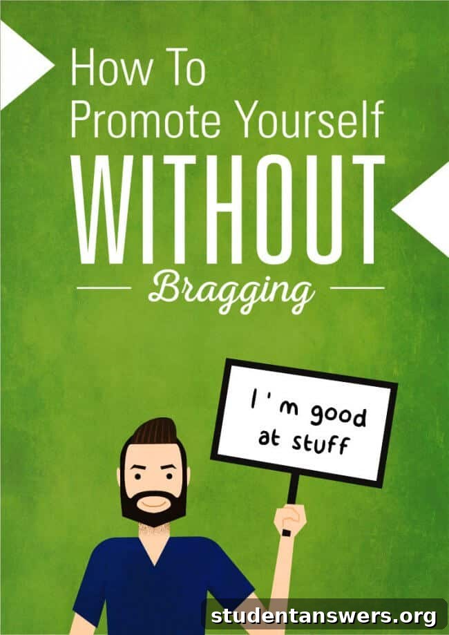 A visual guide on how to promote yourself without bragging, featuring key tips.