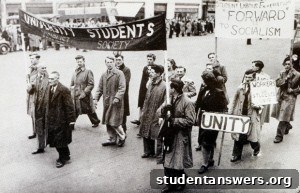 Students collaborating at a university society event
