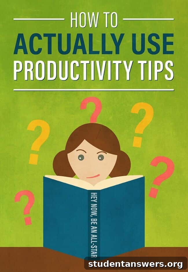 An infographic summarizing how to effectively use productivity advice for personal growth.
