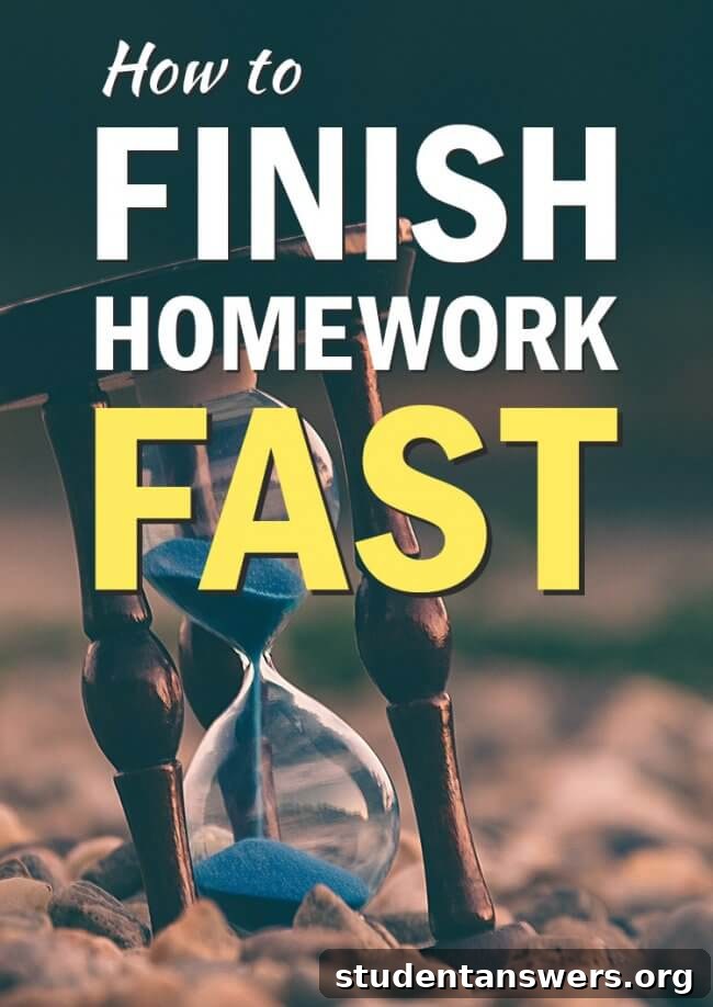 A student focused on finishing homework quickly at their desk.