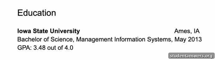Example of an education section on a professional resume.