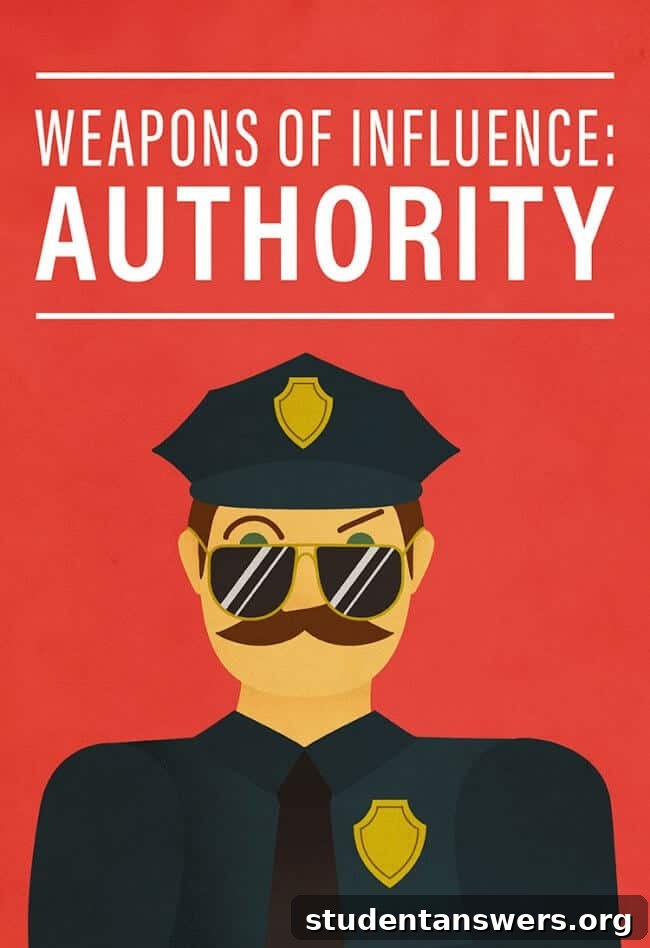 A graphic illustrating the concept of authority as a weapon of influence from Cialdini's book.