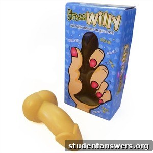 A willy-shaped stress toy