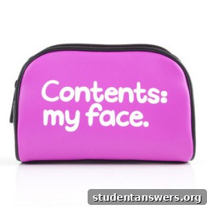 A makeup bag with the words My Face printed on it