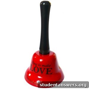 A red novelty bell with text that says Ring to Make Love