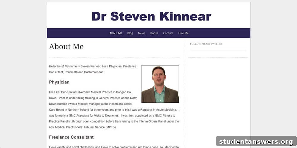 Dr. Steven Kinnear's professional medical website