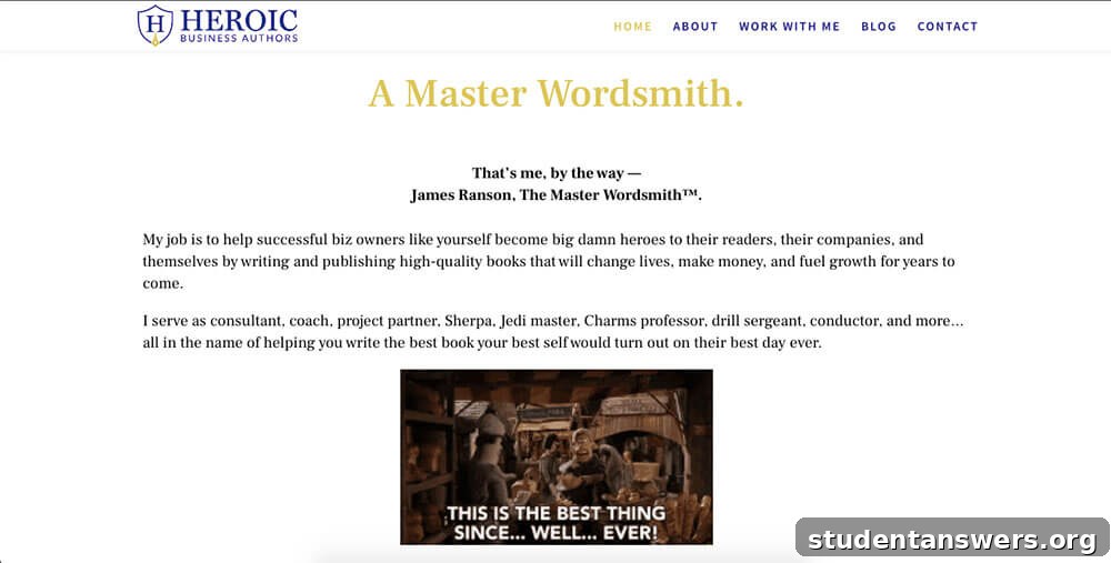 James Ranson's Heroic Business Authors website homepage