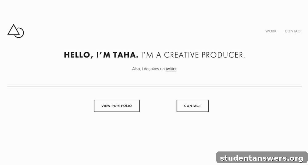 Taha Khan's minimalist and clean personal website