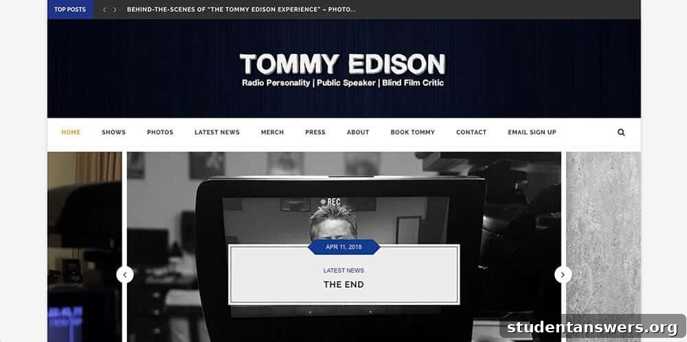 Tommy Edison's Blind Film Critic website