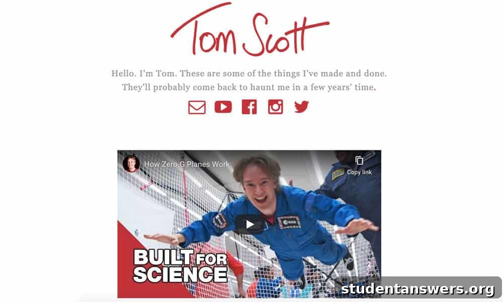 Tom Scott's personal website with a humorous touch