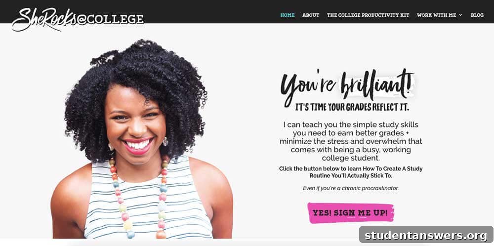 Clarissa Rodriguez's She Rocks at College website