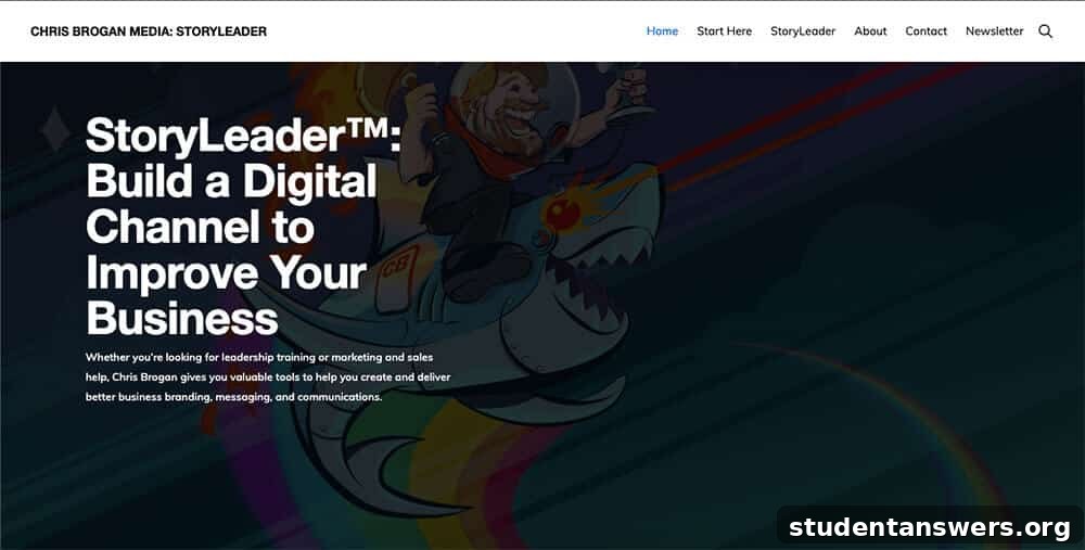 Chris Brogan's business website with a creative background