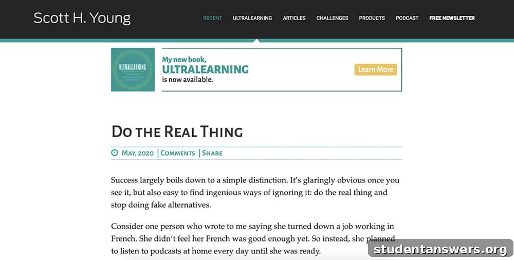 Scott Young's blog on learning