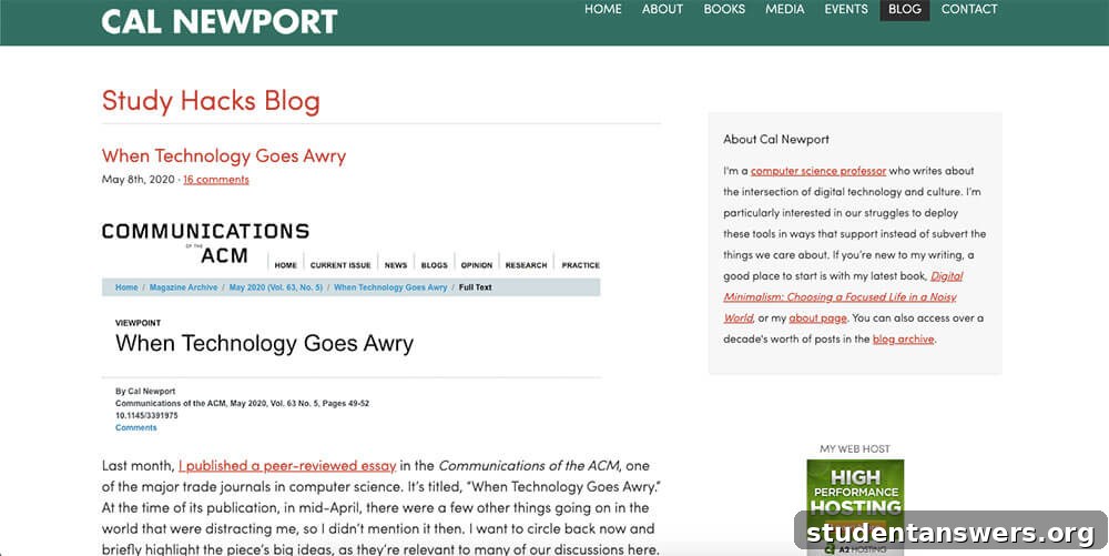 Cal Newport's blog on deep work and productivity