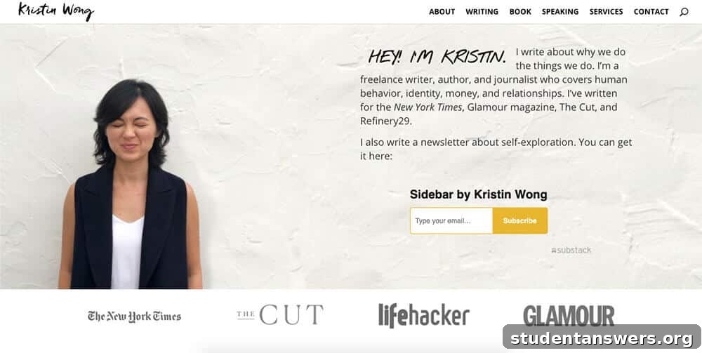 Kristin Wong's freelance writer portfolio