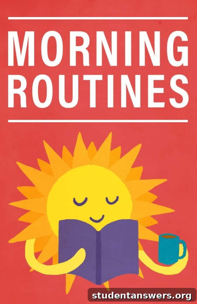 Illustration of a powerful morning routine's key components