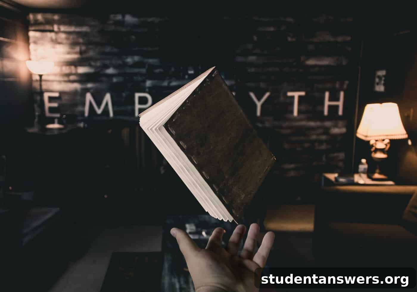 An open book floating in mid-air, symbolizing the magic of storytelling.