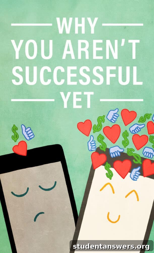 Illustration of a person climbing a mountain path with the text 'Why You Aren’t Successful Yet'