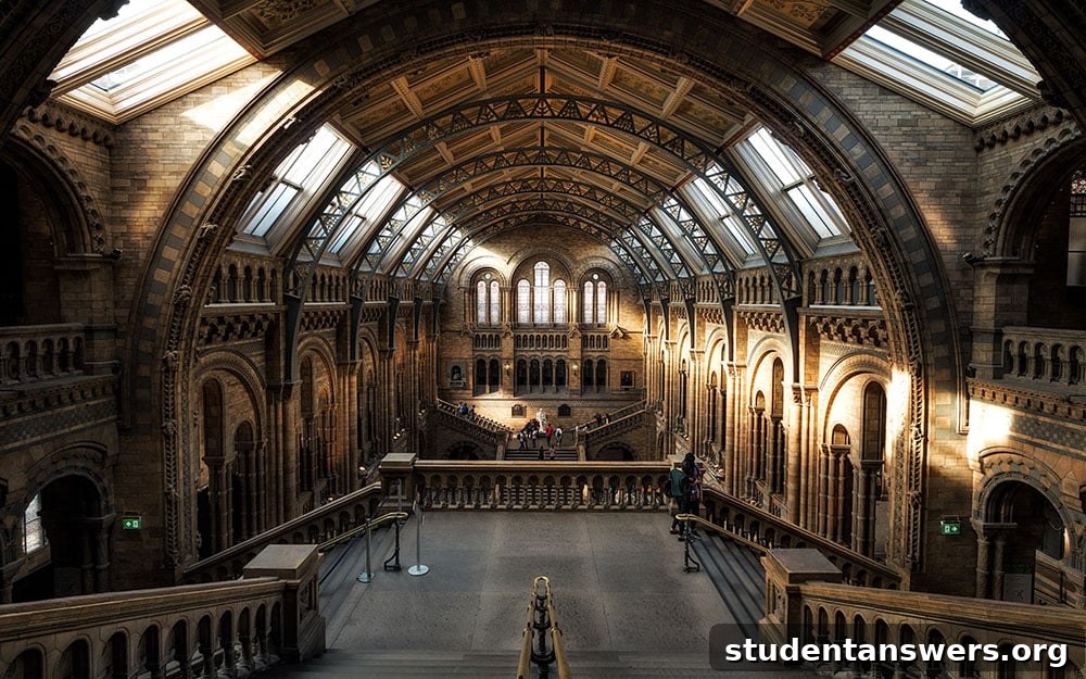 An interior view of a grand museum hall, a place where students can get discounts.