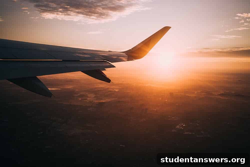 A view of a plane wing from a window, symbolizing travel deals for students.
