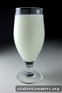 A glass of milk on a table