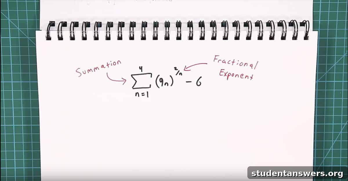 Highlighting the fractional exponent within the summation problem.