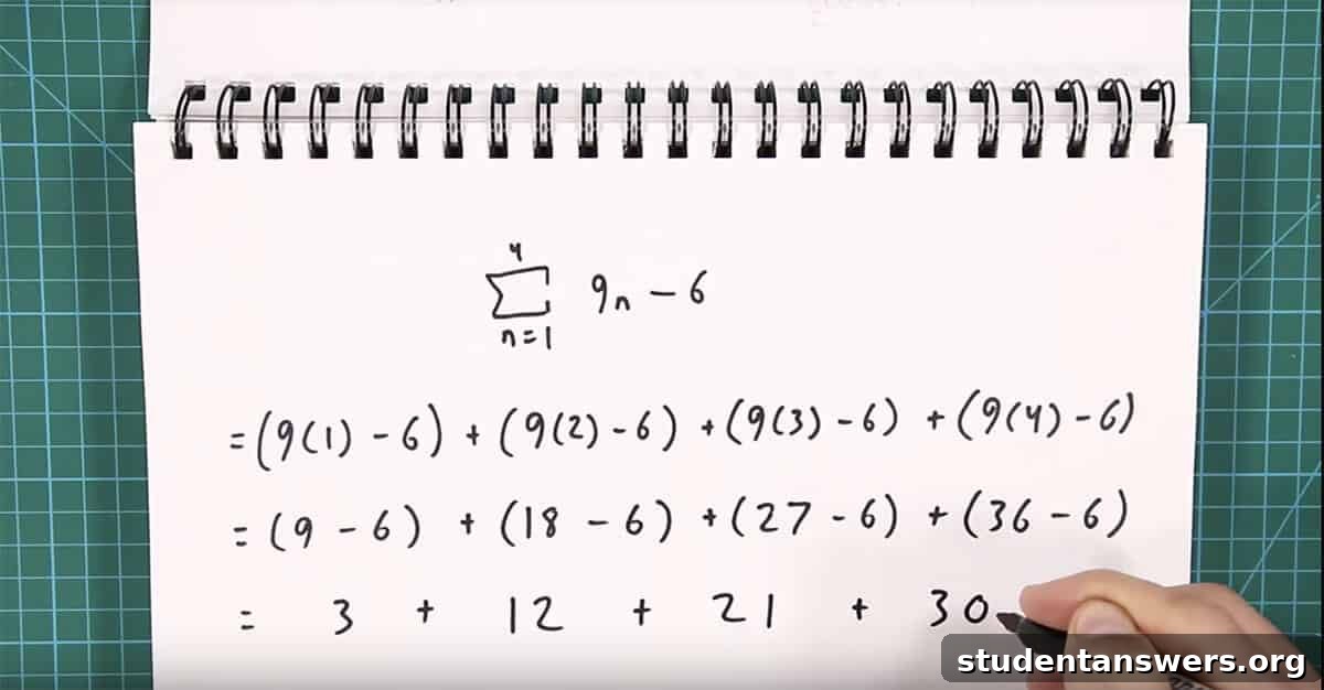 Solving the summation part of the problem in isolation.