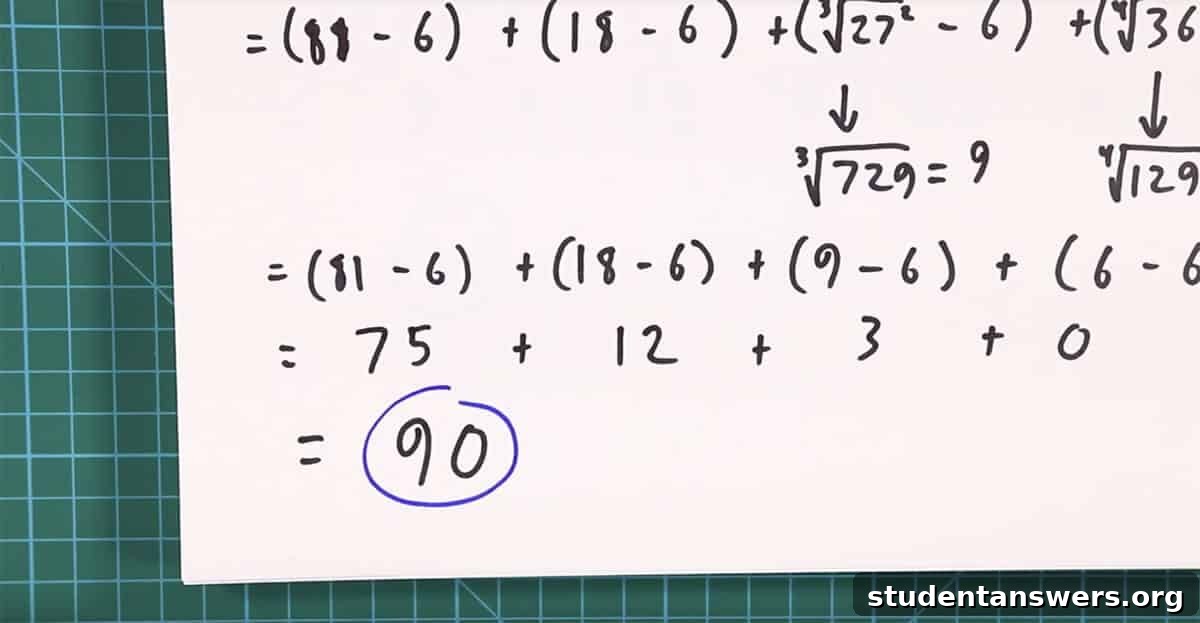 The final solution to the initial complex math problem.