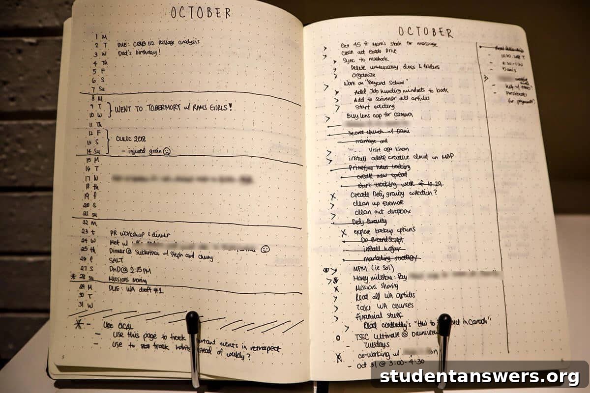A simple layout for a Bullet Journal Monthly Log