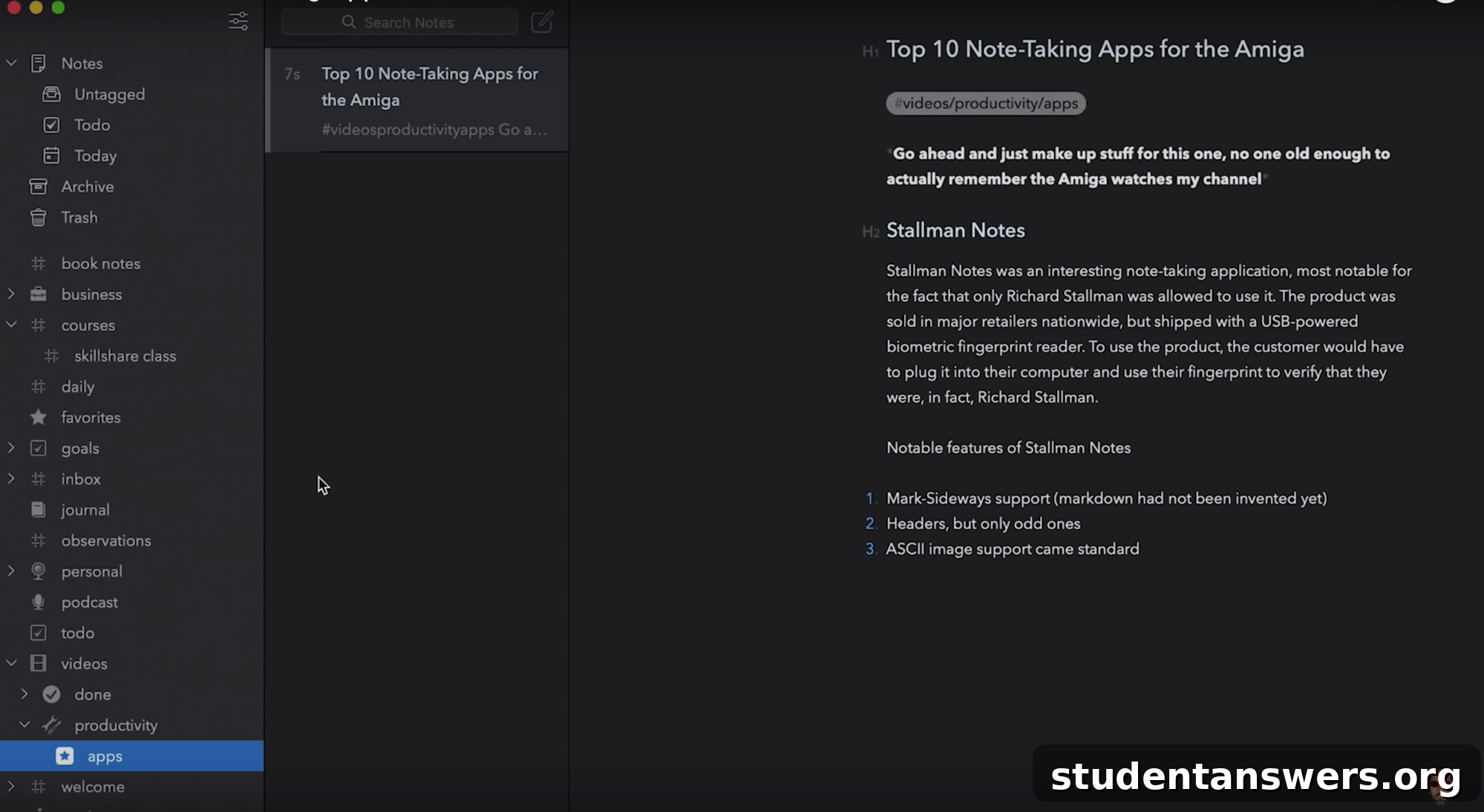 The Bear note-taking app interface, showing a clean design with tags