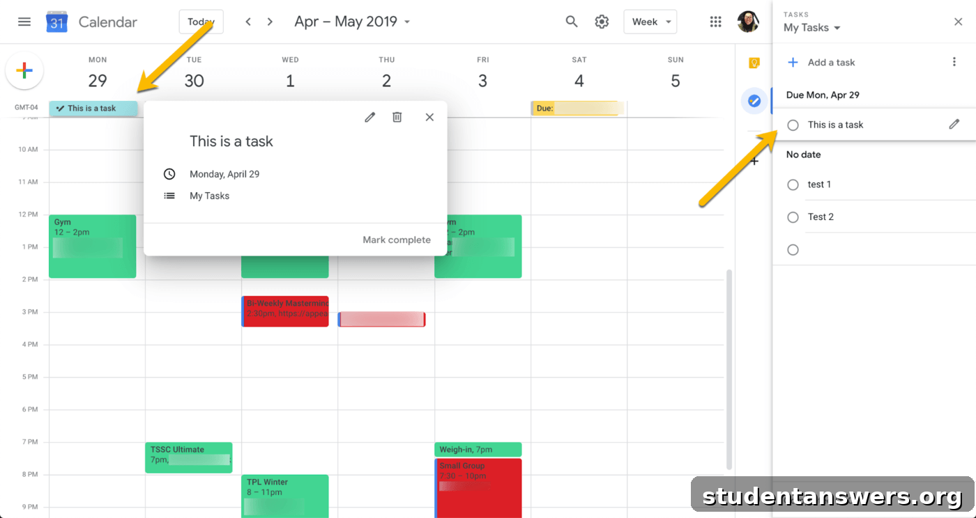 A screenshot of the Google Tasks application
