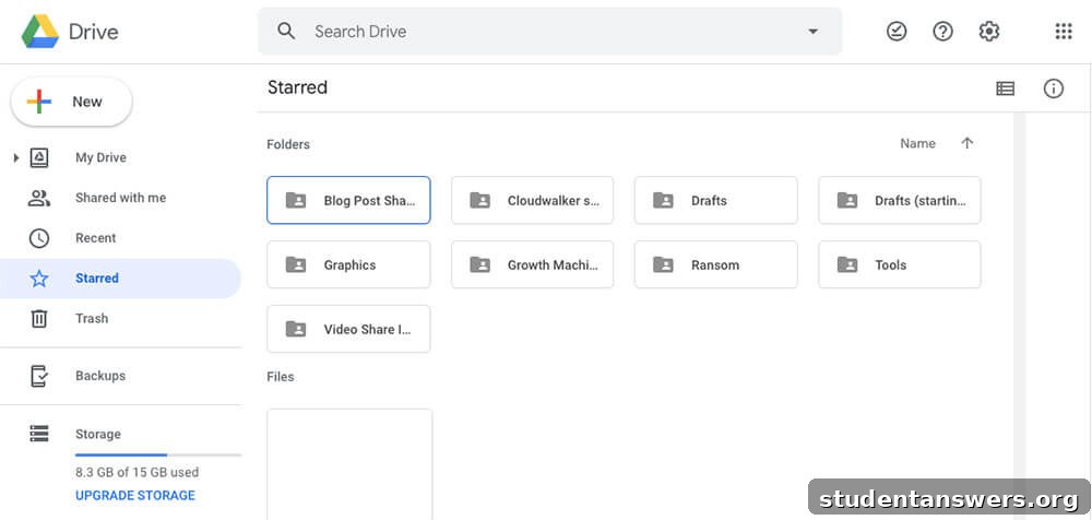 A folder structure organized within Google Drive