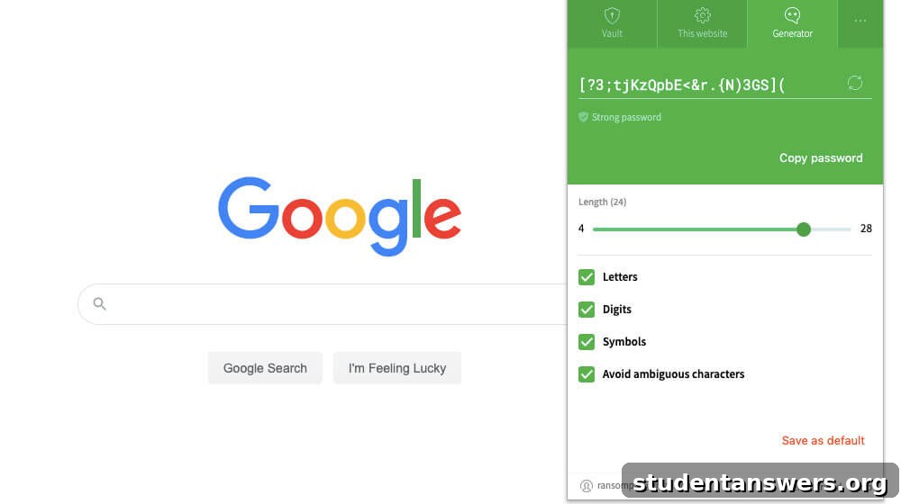 Using the Dashlane password manager to generate a secure, complex password