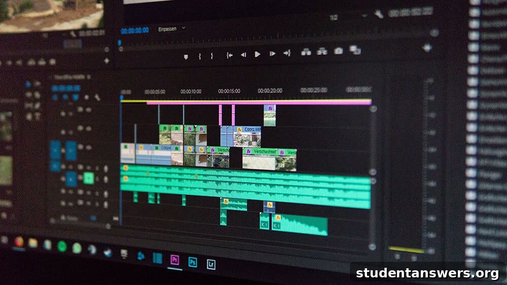 Editing a video timeline in Adobe Premiere Pro software