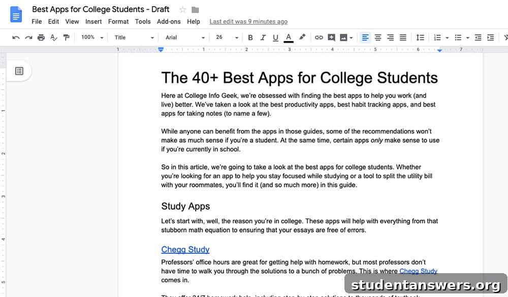 An essay being written in Google Docs, showcasing its clean and collaborative interface