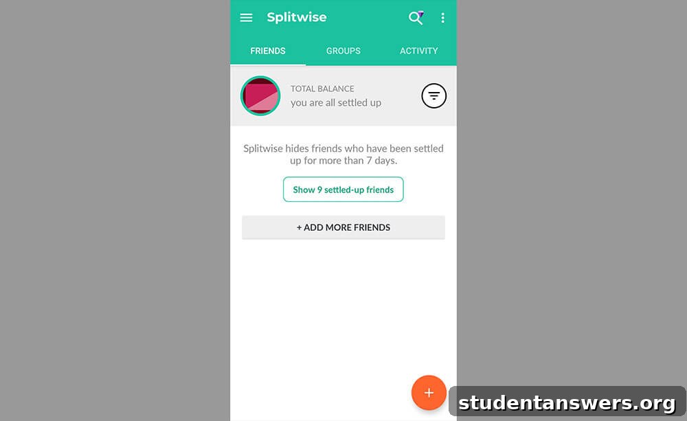 The Splitwise app interface simplifying shared expenses among a group of roommates