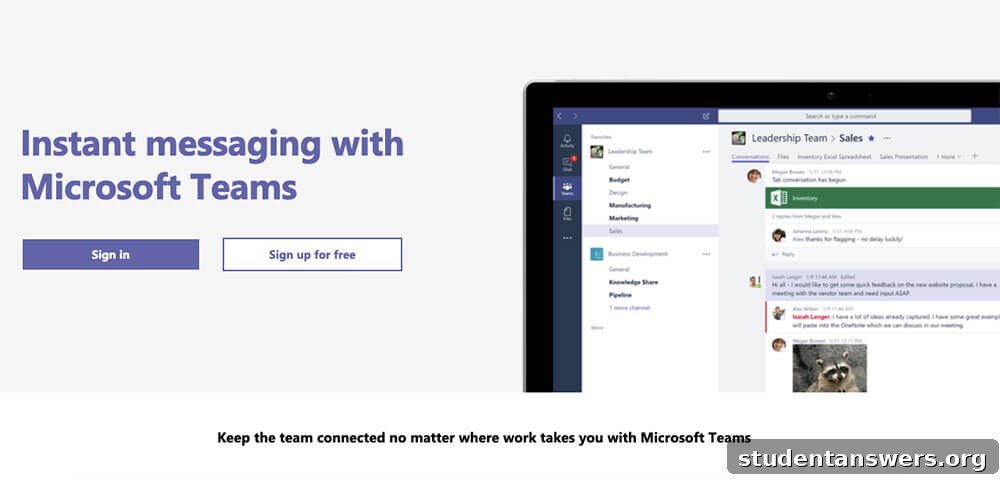 Screenshot of the Microsoft Teams application, displaying its chat, teams, and calendar features.