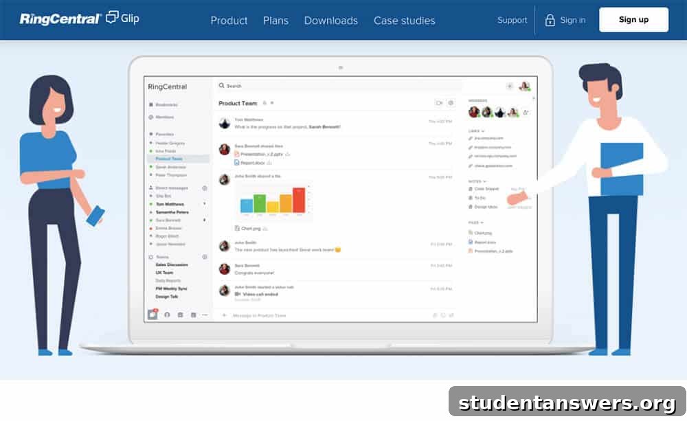 The RingCentral Video app, a collaboration tool with chat, video, and task management.