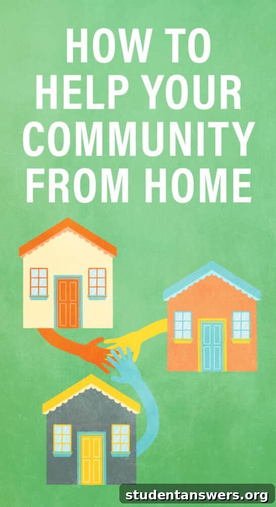 An illustration of various ways to do good and help others from home