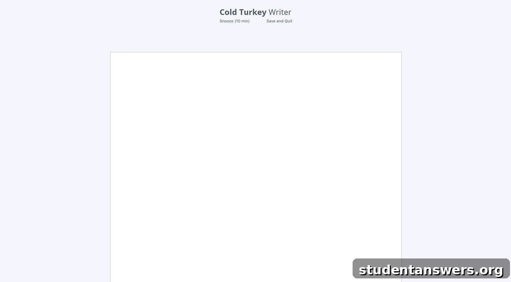 The minimalist interface of the Cold Turkey Writer app, prompting the user to set a writing goal.