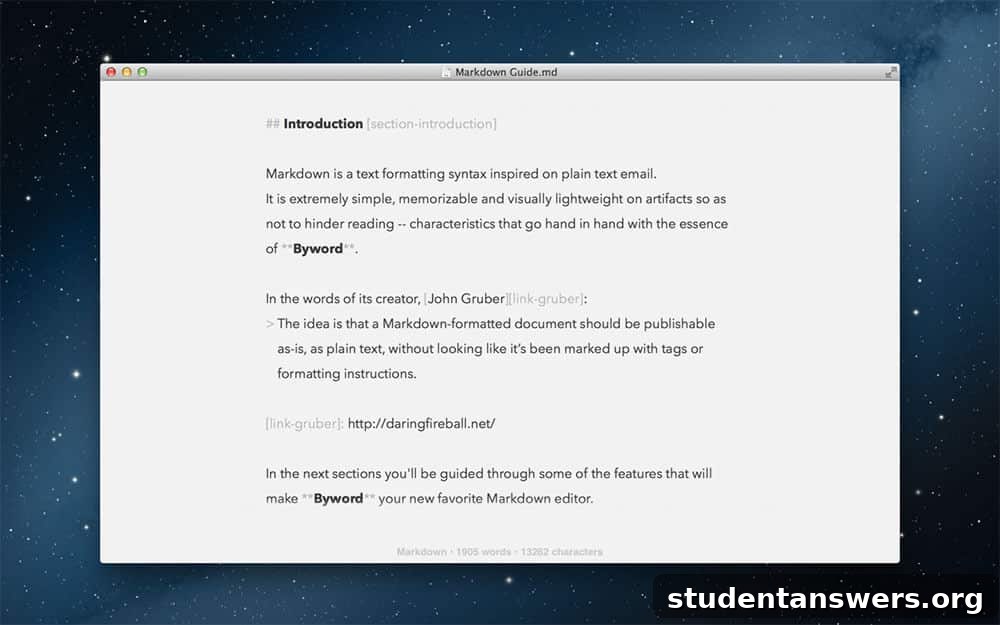 The simple, distraction-free text editor interface of the Byword app.