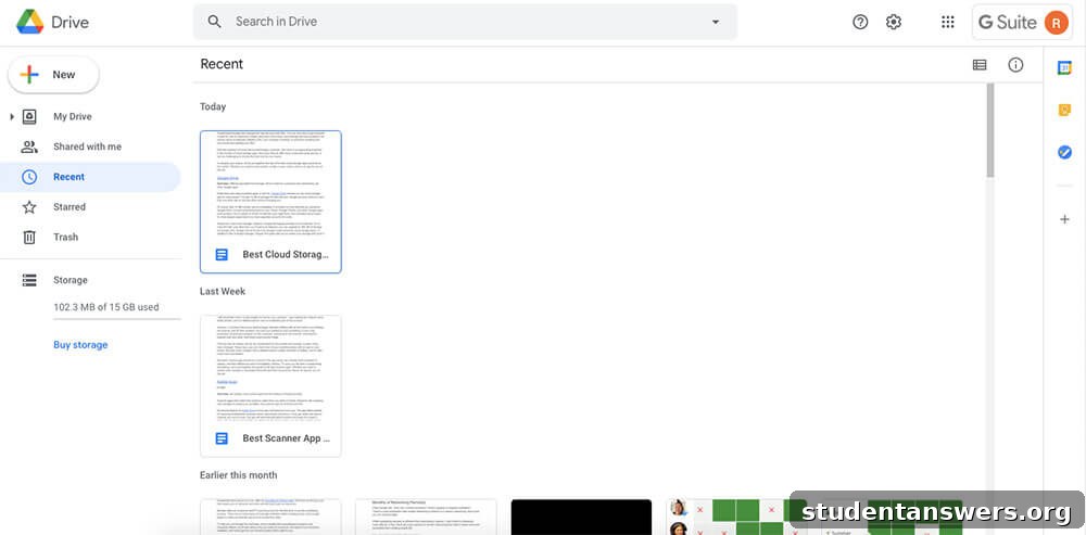 The user interface for the Google Drive application, showing files and folders.