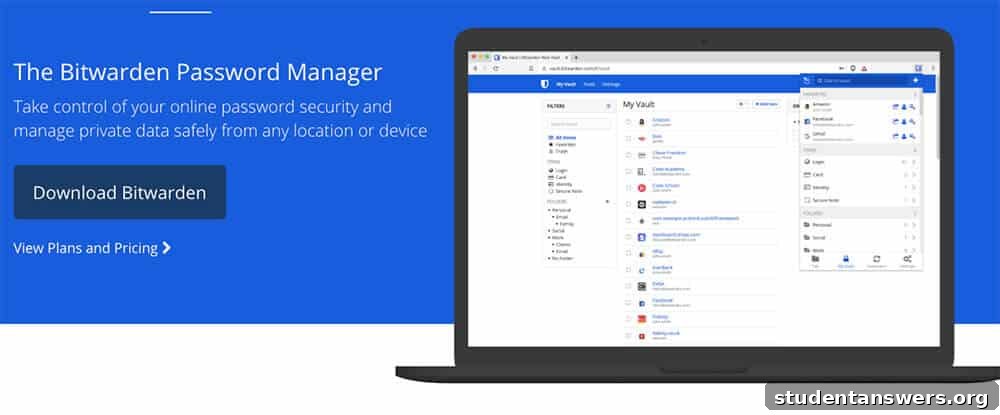 The Bitwarden password manager app shown on a phone