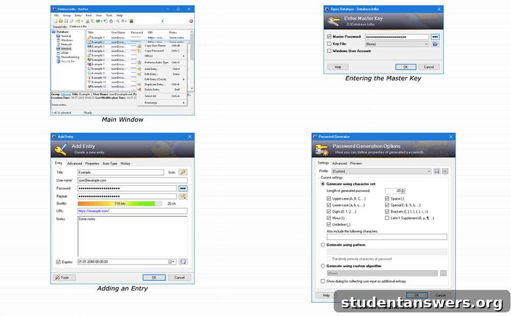 The classic interface of the KeePass password manager on Windows