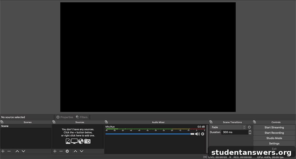 OBS Studio interface showing scenes and sources for professional screen recording
